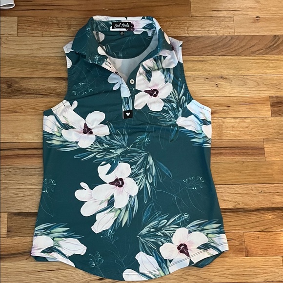 Bad Birdie Teal Floral Sleeveless Blouse - Picture 1 of 3